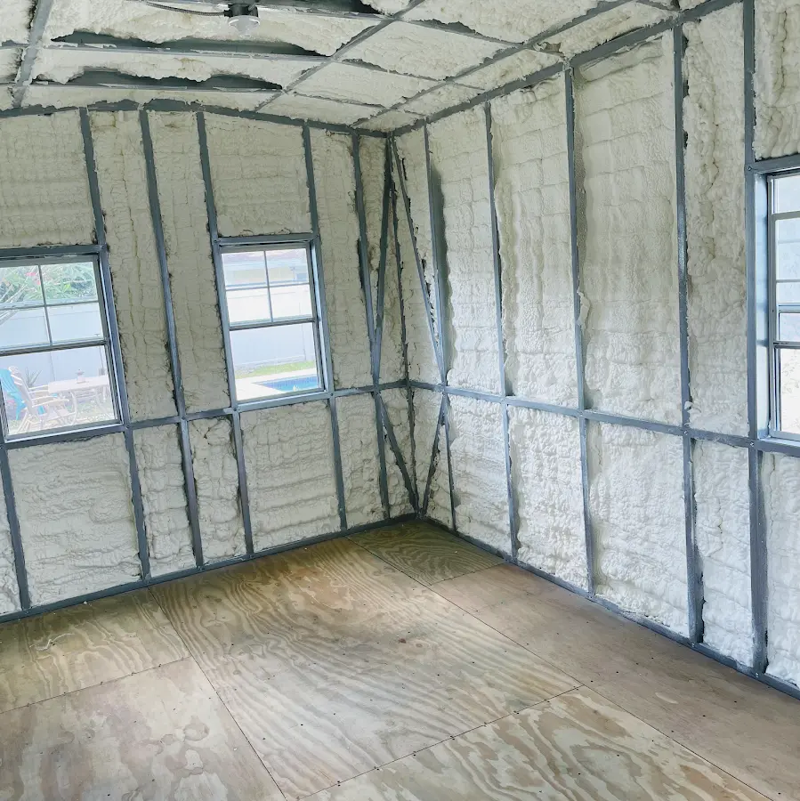 Closed-cell spray foam insulation applied to wall cavities in a residential project in Grant-Valkaria